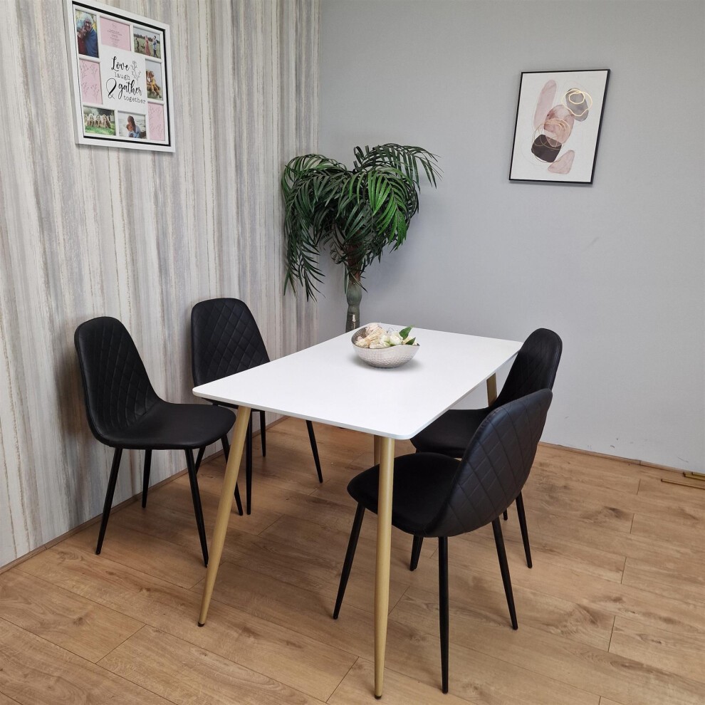 Portland 4 Seater Faux leather Dining Set White and Black - image 2