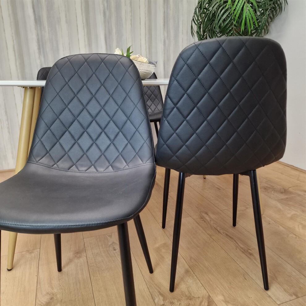 Portland 4 Seater Faux leather Dining Set White and Black - image 3