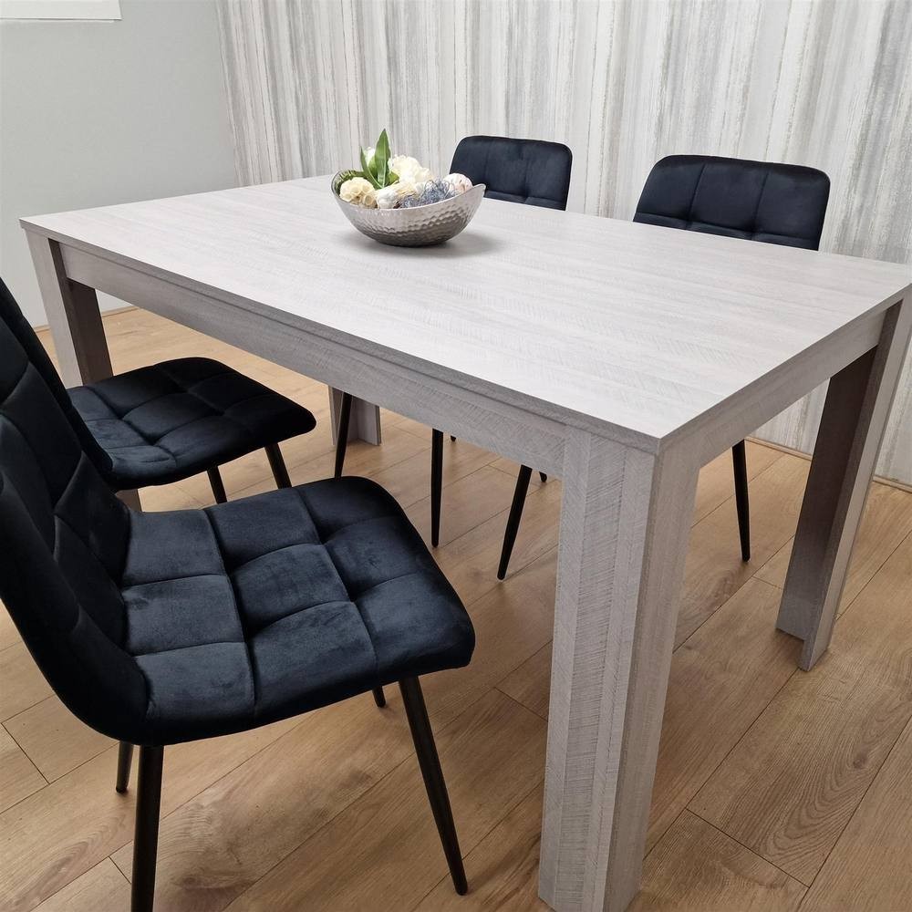 Portland 4 Seater Square Velvet Dining Table Set Arrow Grey and Black - image 4
