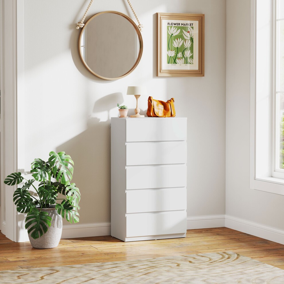 Portland 5 Drawer White Chest of Drawers - image 2