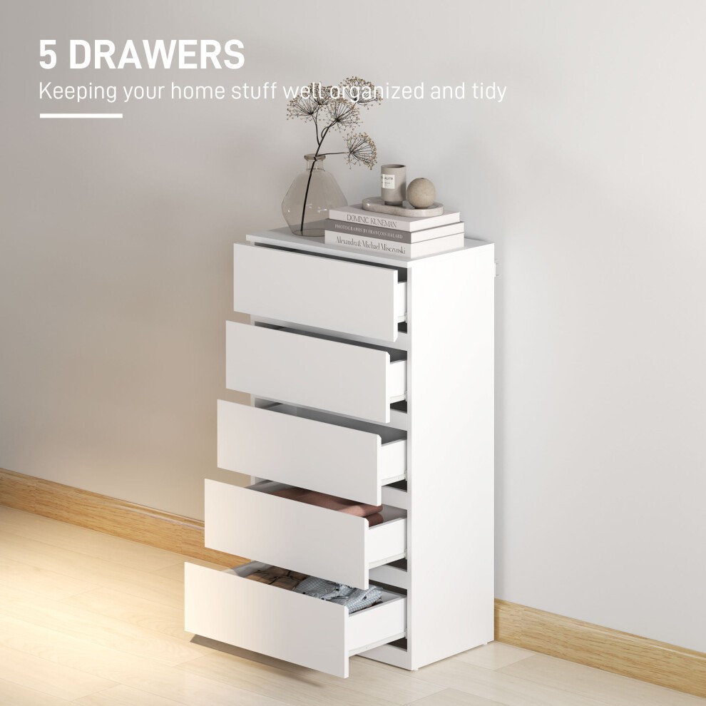 Portland 5 Drawer White Chest of Drawers - image 3