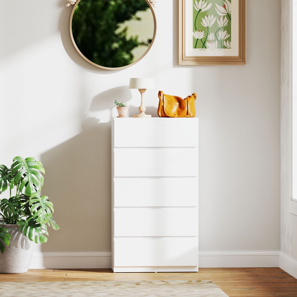 Portland 5 Drawer White Chest of Drawers - image 5