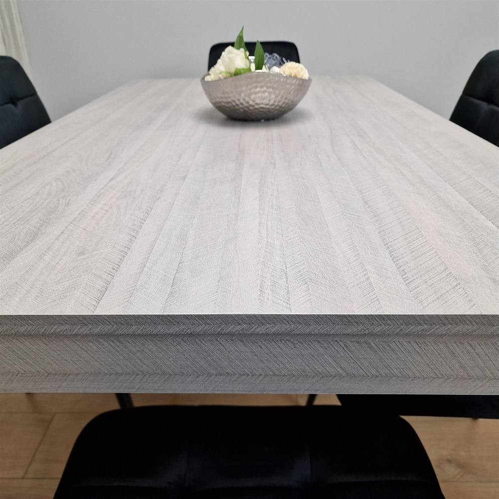Portland 6 Seater Velvet Dining Set Grey and Black - image 2