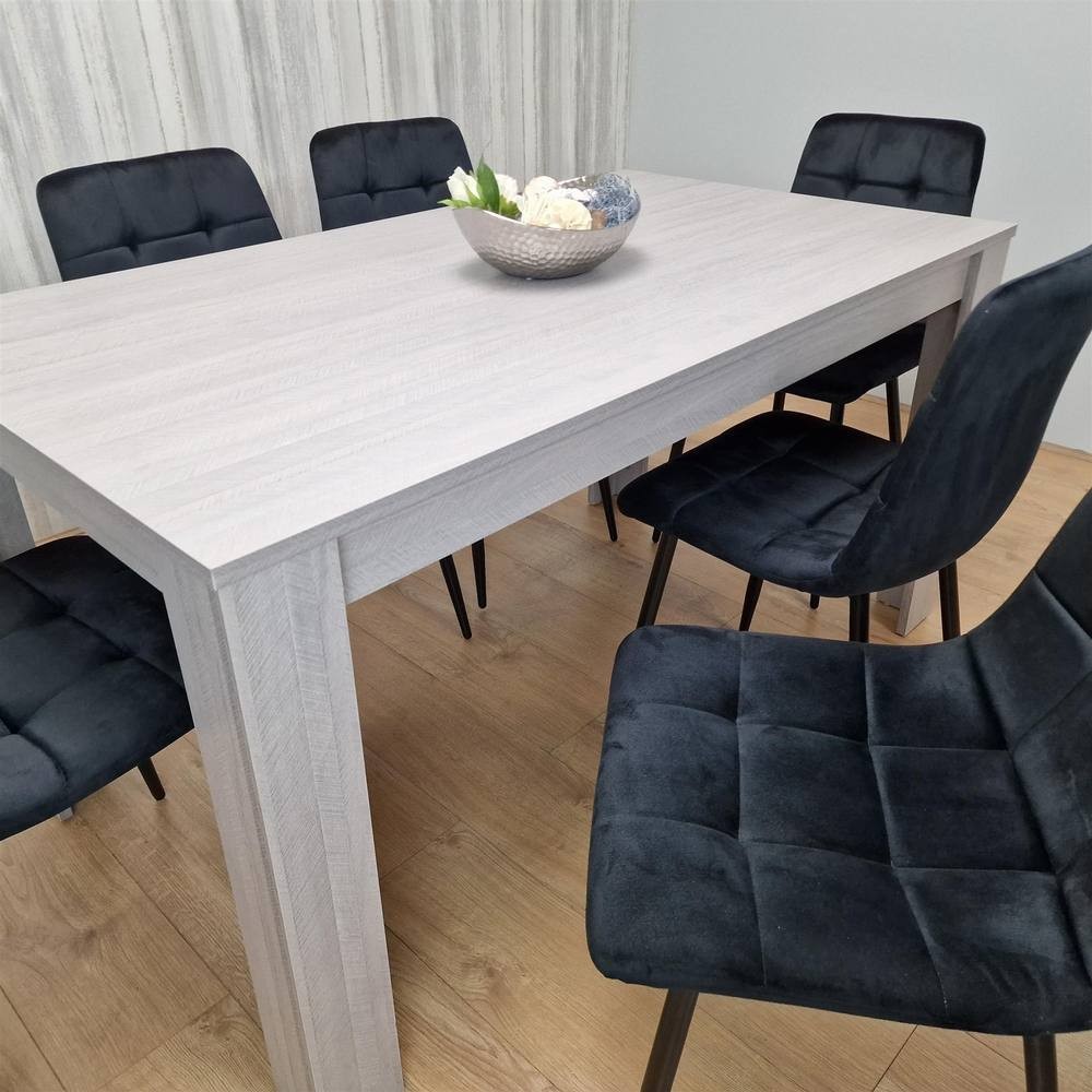 Portland 6 Seater Velvet Dining Set Grey and Black - image 4