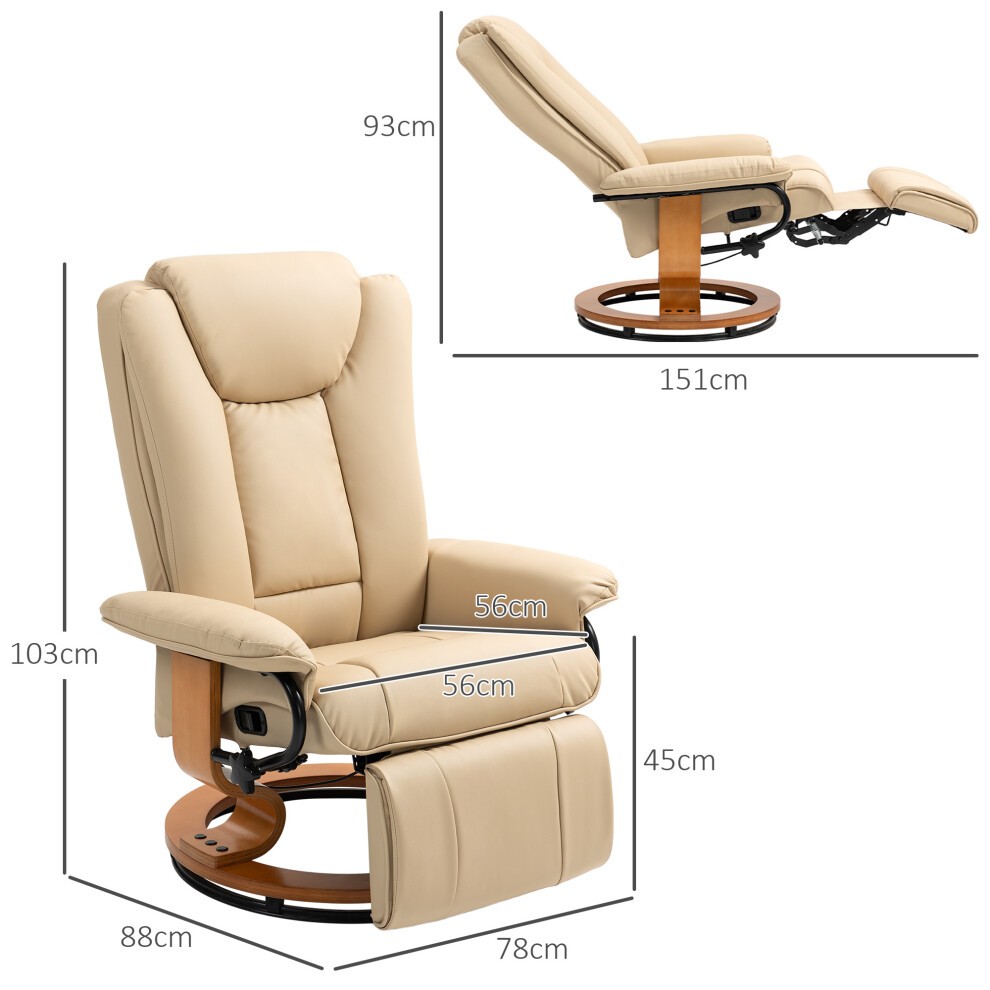 Portland Beige PU Leather Reclining Armchair with Footrest - image 2