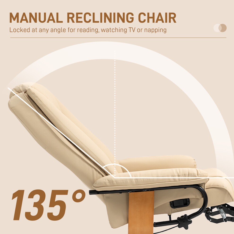 Portland Beige PU Leather Reclining Armchair with Footrest - image 3