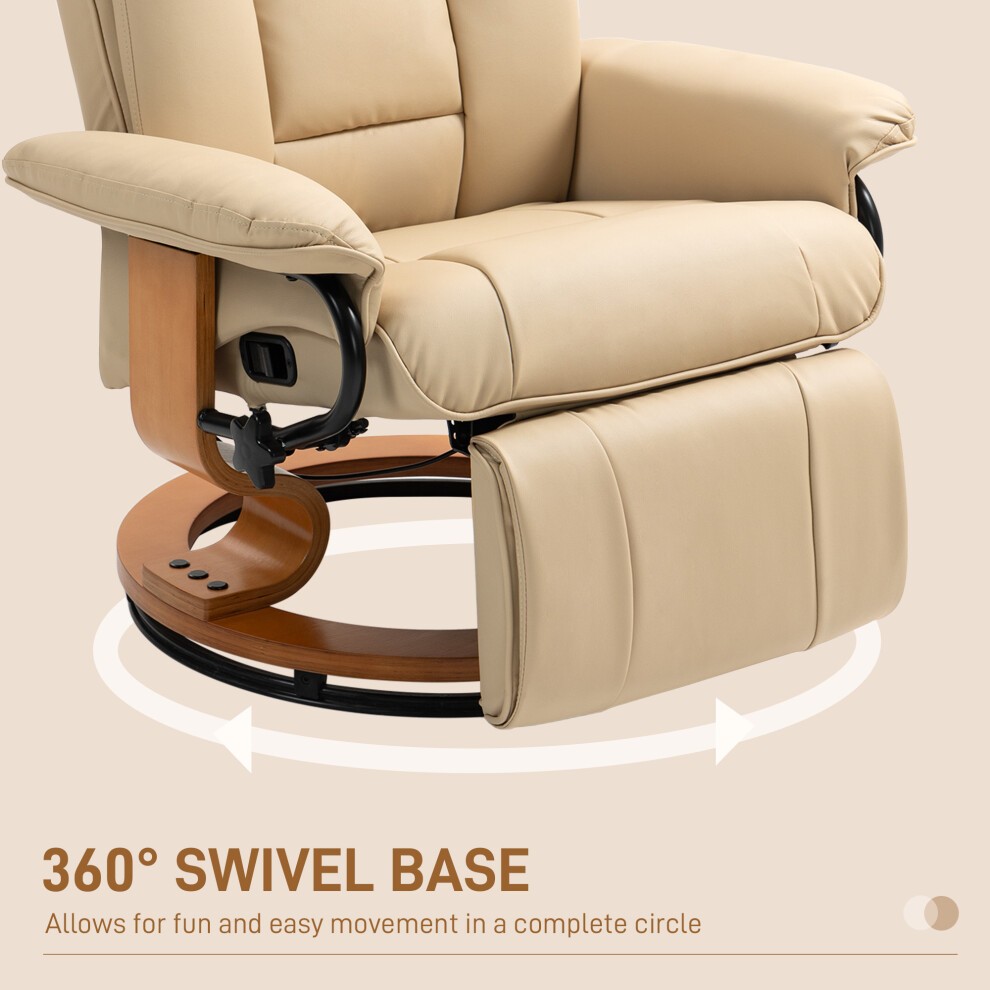 Portland Beige PU Leather Reclining Armchair with Footrest - image 5