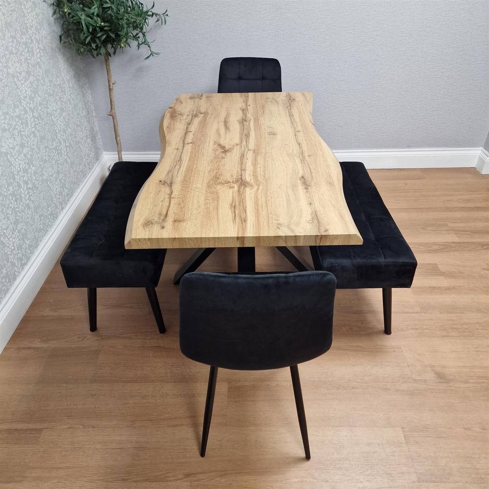 Portland Black 4 Seater Brown Rectangular Dining Set - image 2