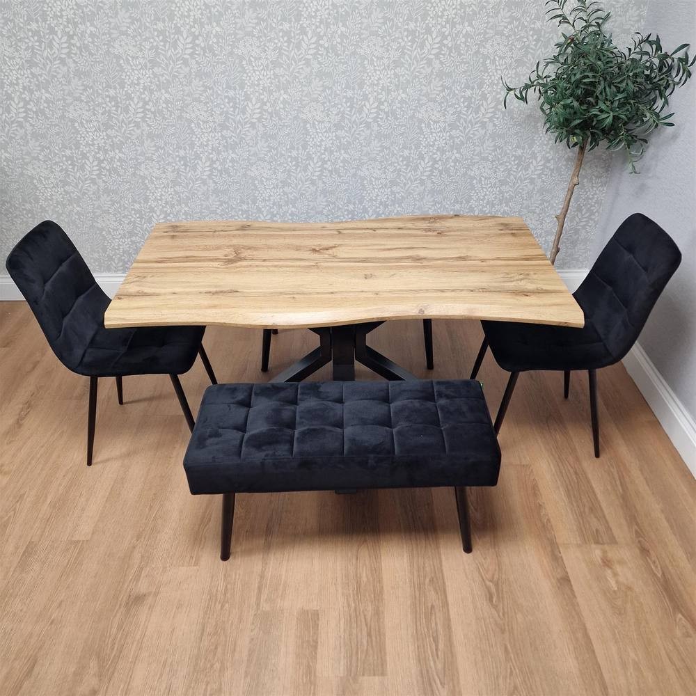 Portland Black 4 Seater Brown Rectangular Dining Set - image 4