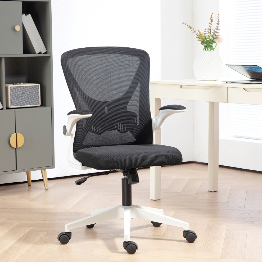 Portland Black and White Swivel Wheel Mesh Office Chair - image 2