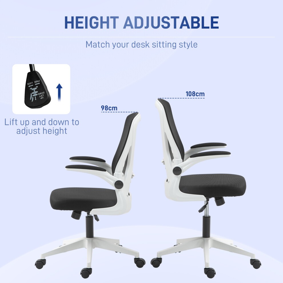 Portland Black and White Swivel Wheel Mesh Office Chair - image 3
