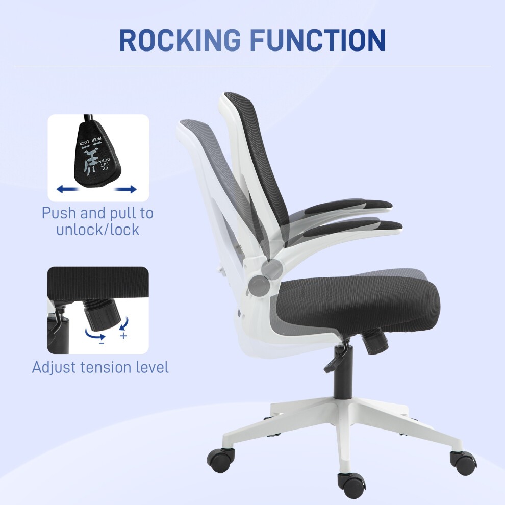 Portland Black and White Swivel Wheel Mesh Office Chair - image 4