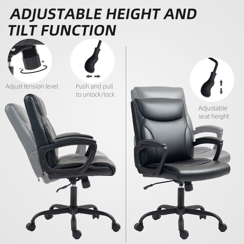 Portland Black Faux Leather Office Chair with Tilt Function - image 3