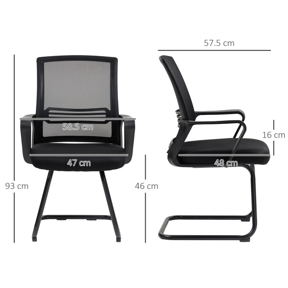 Portland Black Mesh Office Chair with Sled Base - image 2