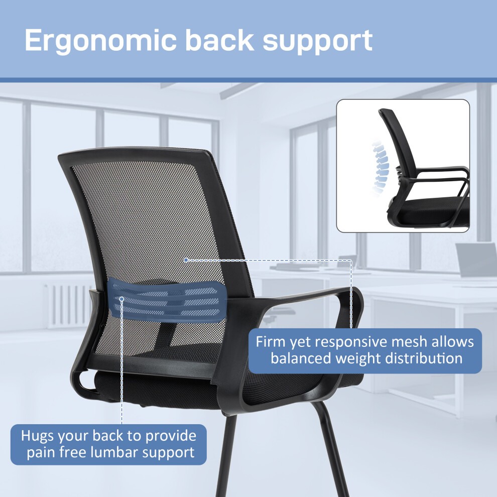 Portland Black Mesh Office Chair with Sled Base - image 3