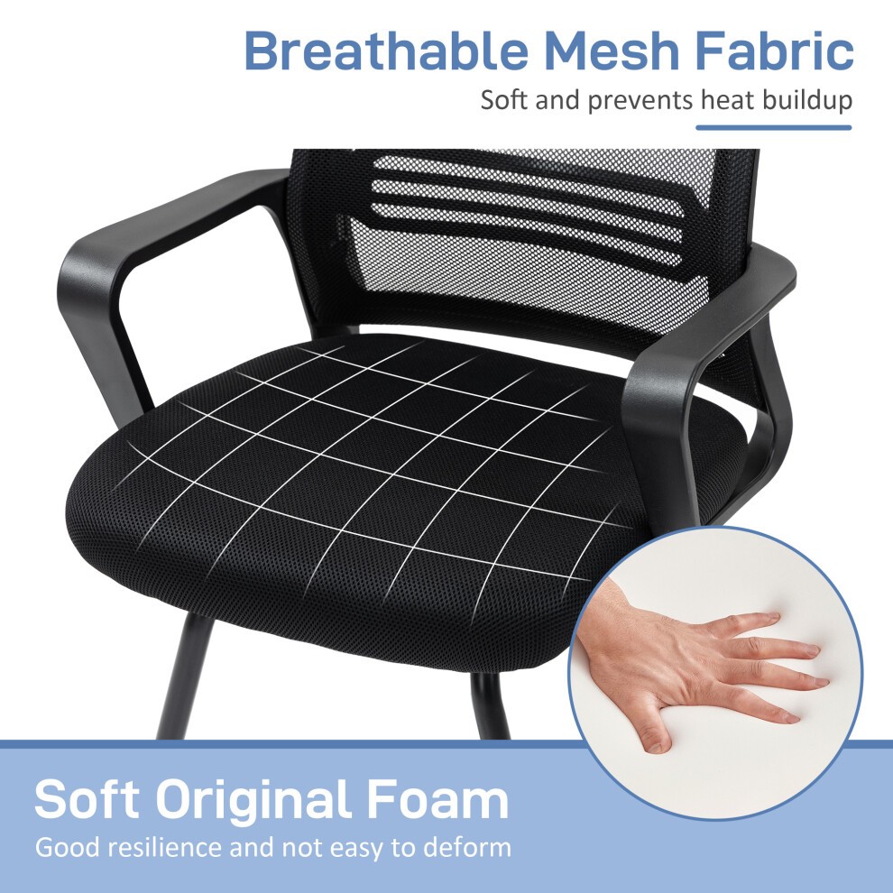 Portland Black Mesh Office Chair with Sled Base - image 4