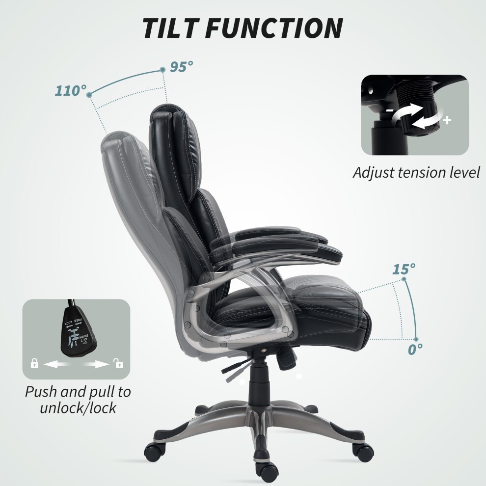 Portland Black PU Leather Tilting Executive Office Chair - image 4