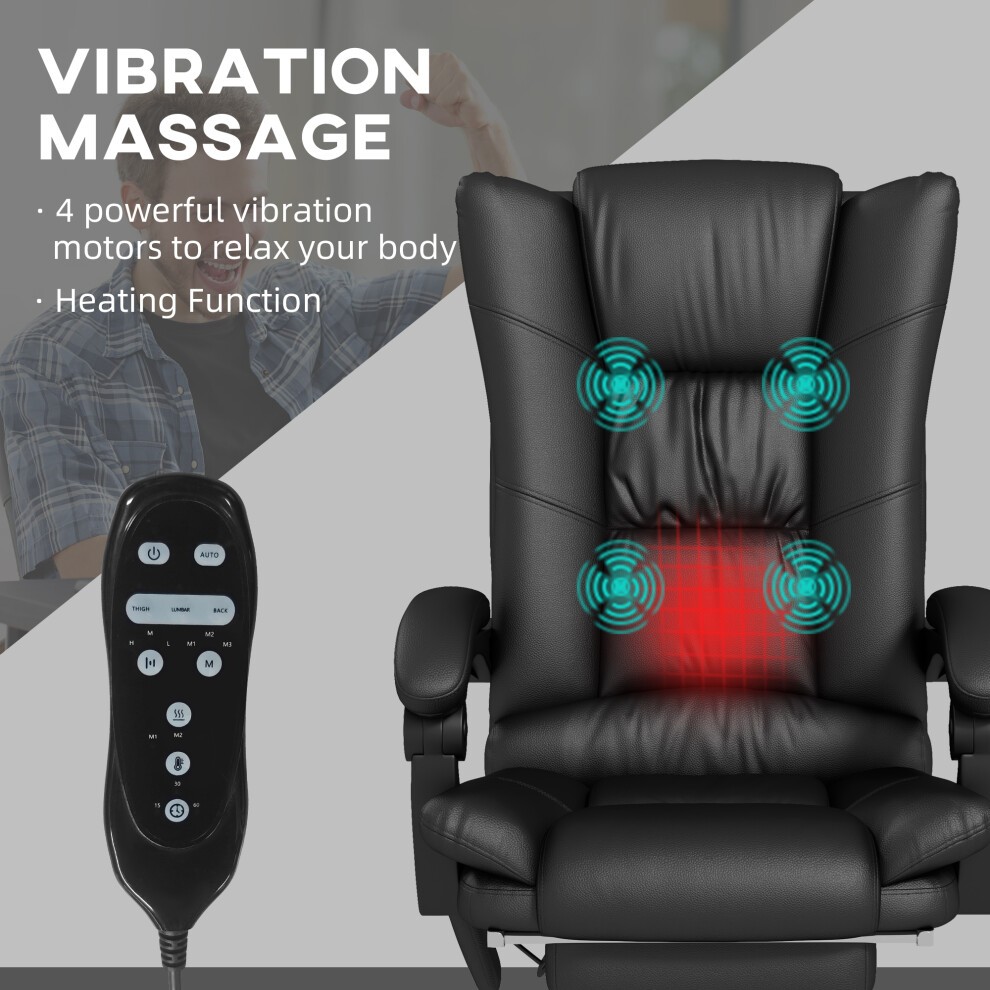 Portland Black PU Leather Vibration Massage Office Chair with Heat - image 2