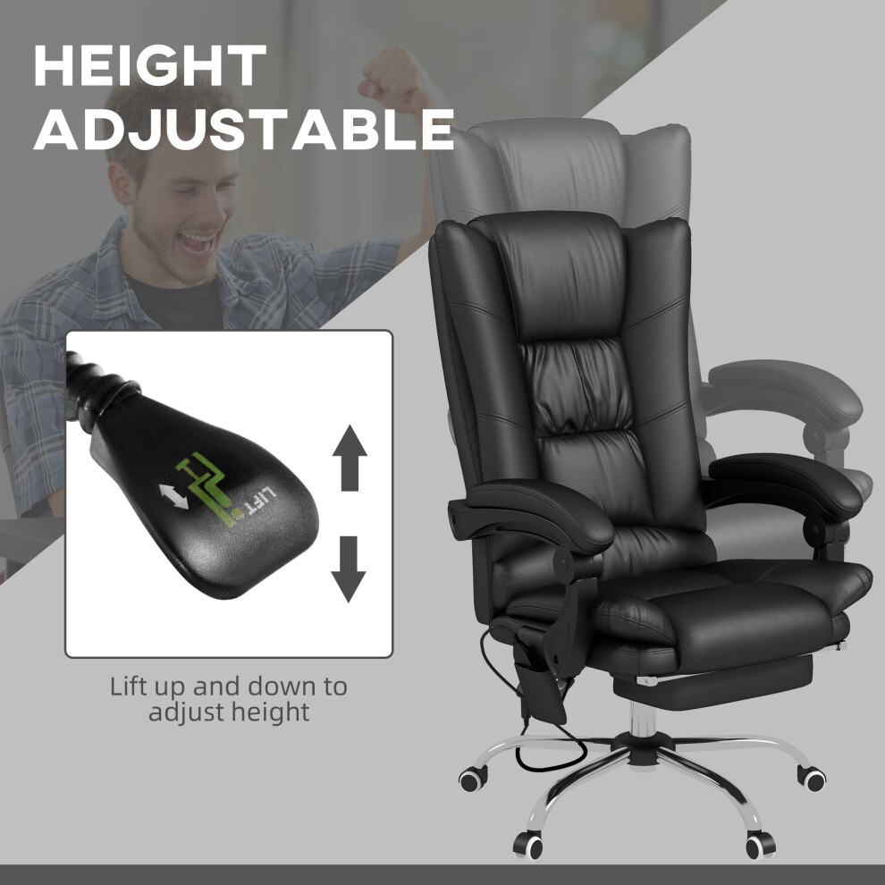 Portland Black PU Leather Vibration Massage Office Chair with Heat - image 3