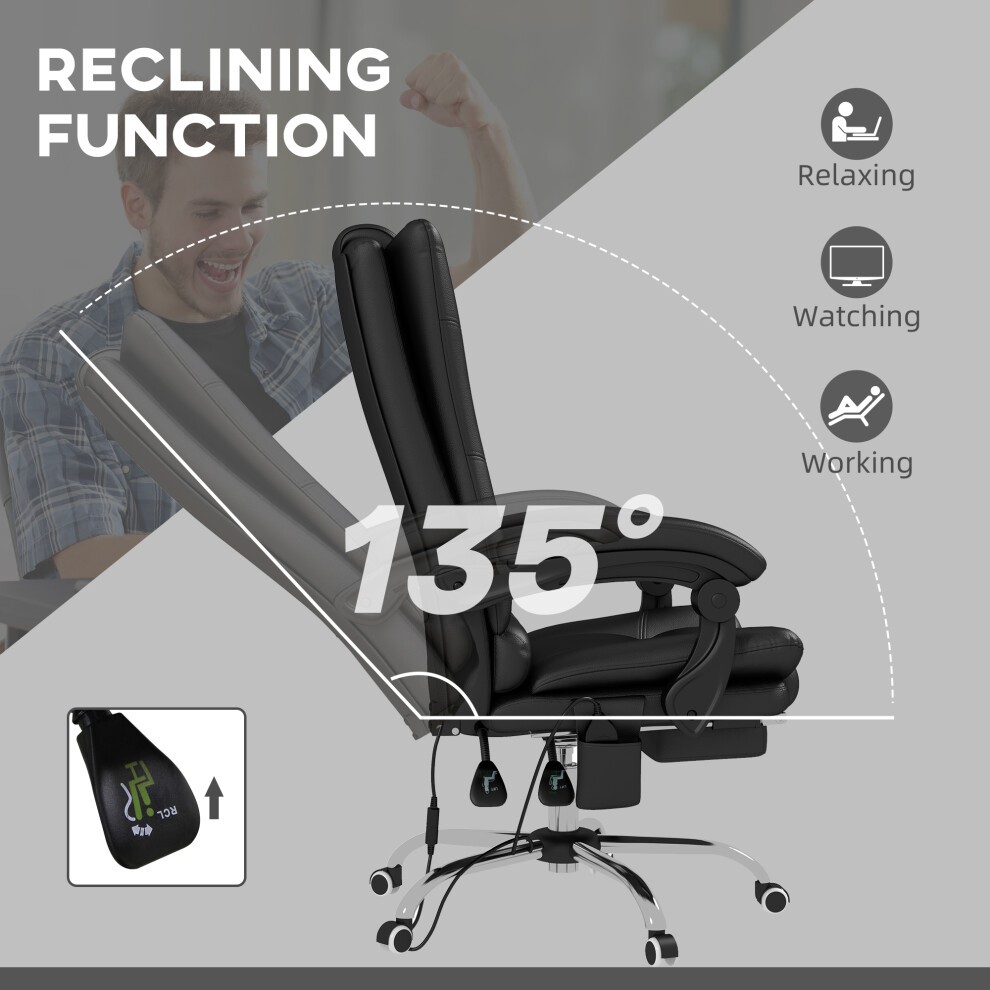 Portland Black PU Leather Vibration Massage Office Chair with Heat - image 4