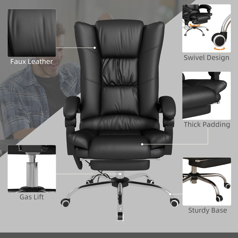 Portland Black PU Leather Vibration Massage Office Chair with Heat - image 5