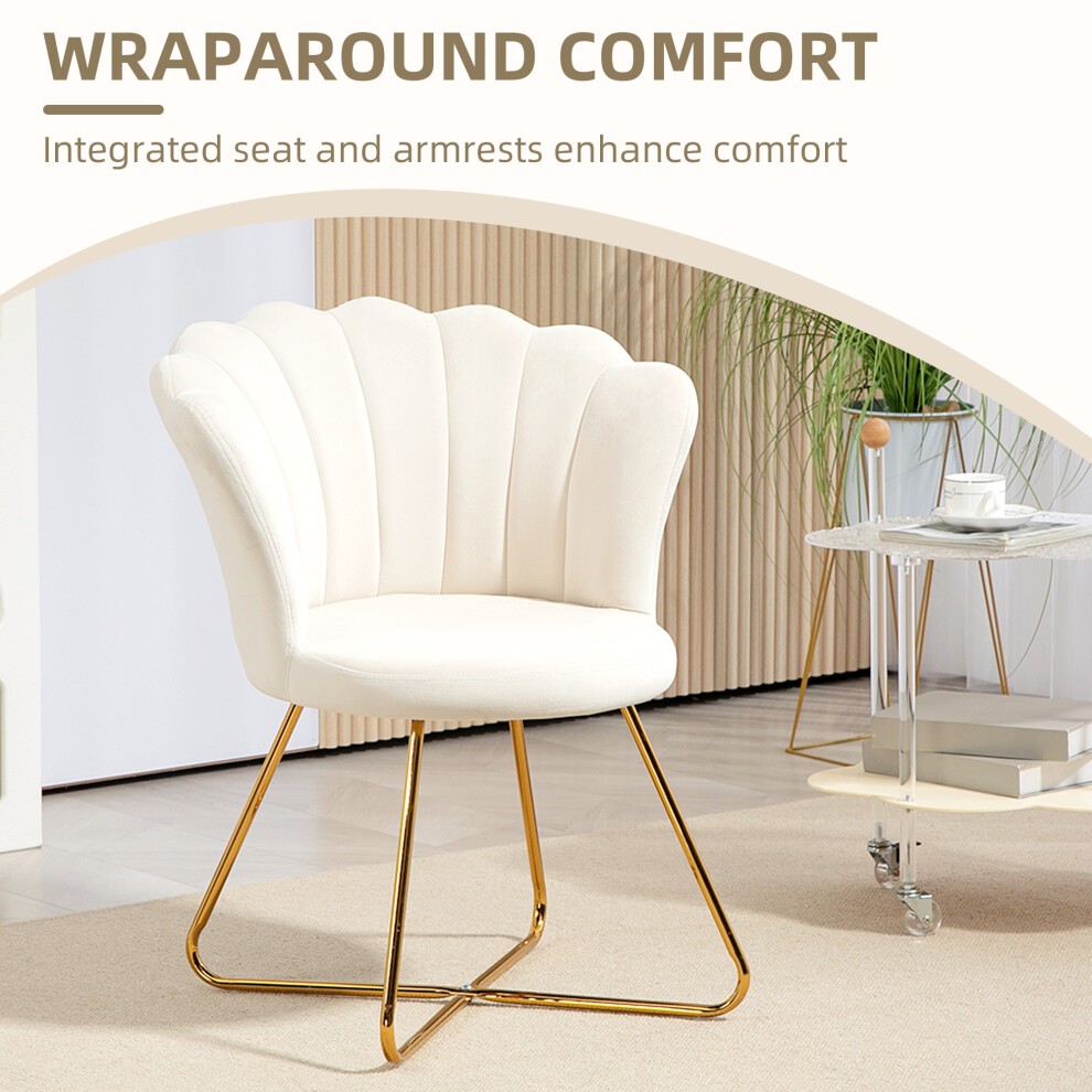 Portland Cream Velvet Accent Chair with Lotus Backrest - image 3