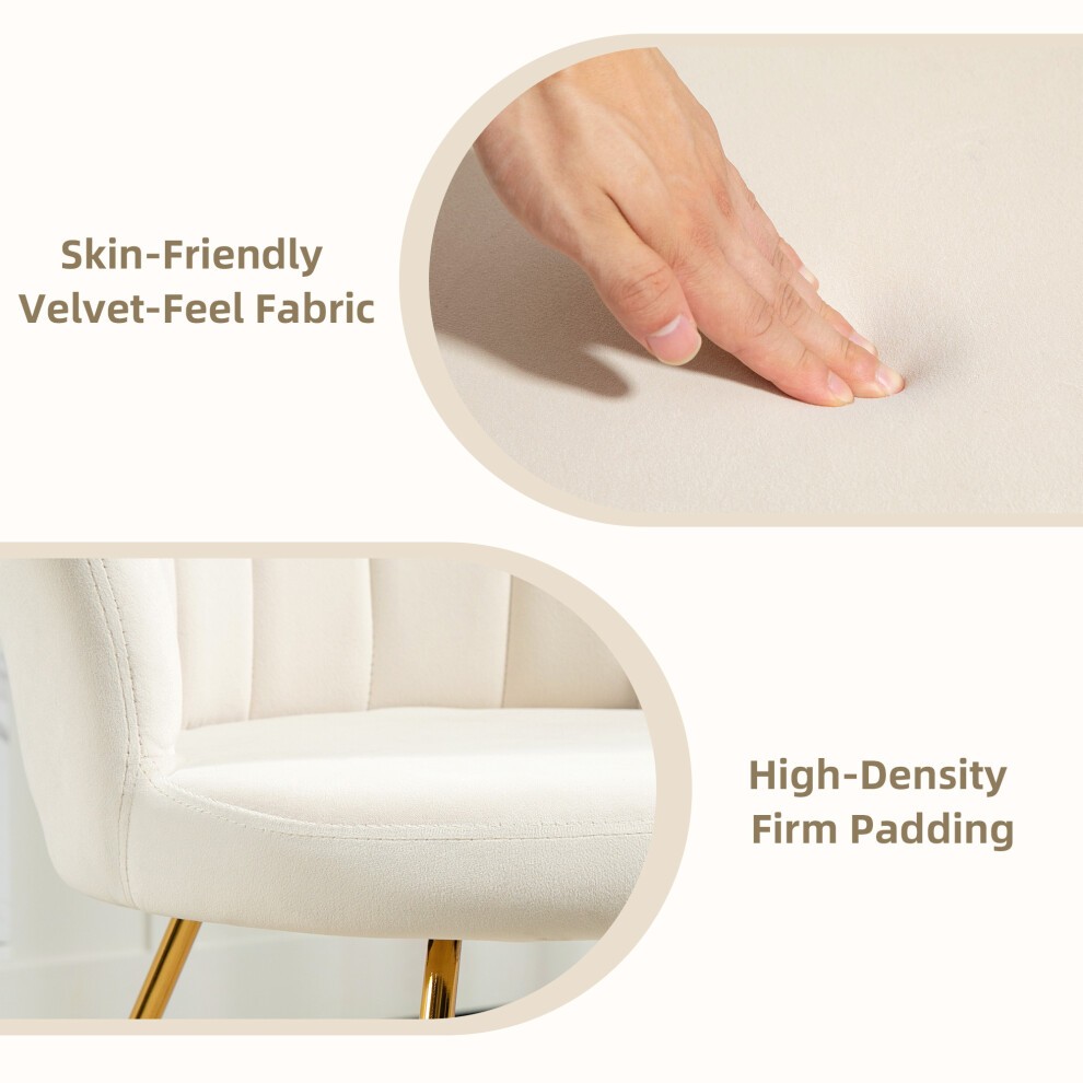 Portland Cream Velvet Accent Chair with Lotus Backrest - image 4