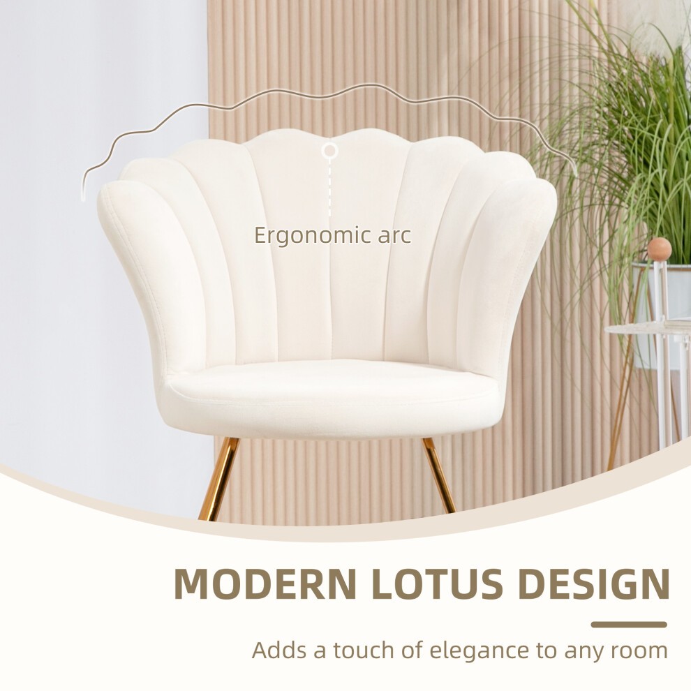 Portland Cream Velvet Accent Chair with Lotus Backrest - image 5