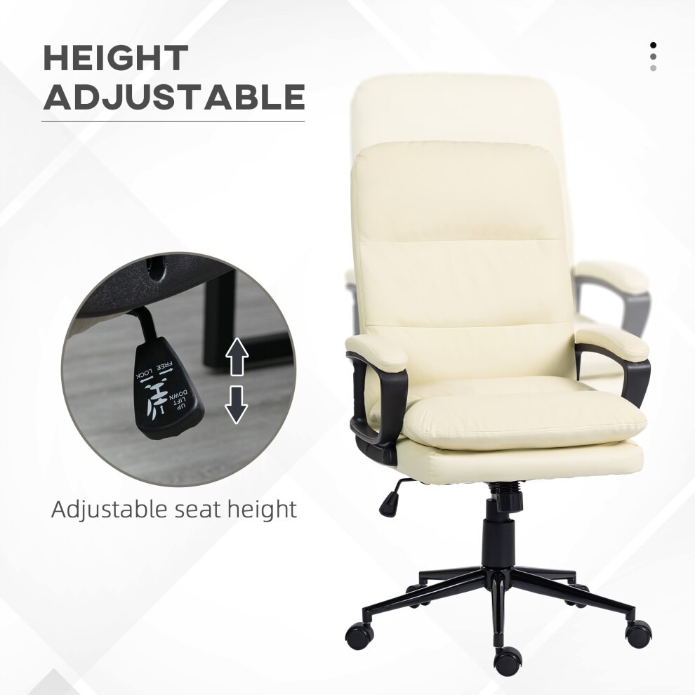 Portland Cream White PU Leather Adjustable Height Office Chair with Armrest - image 2
