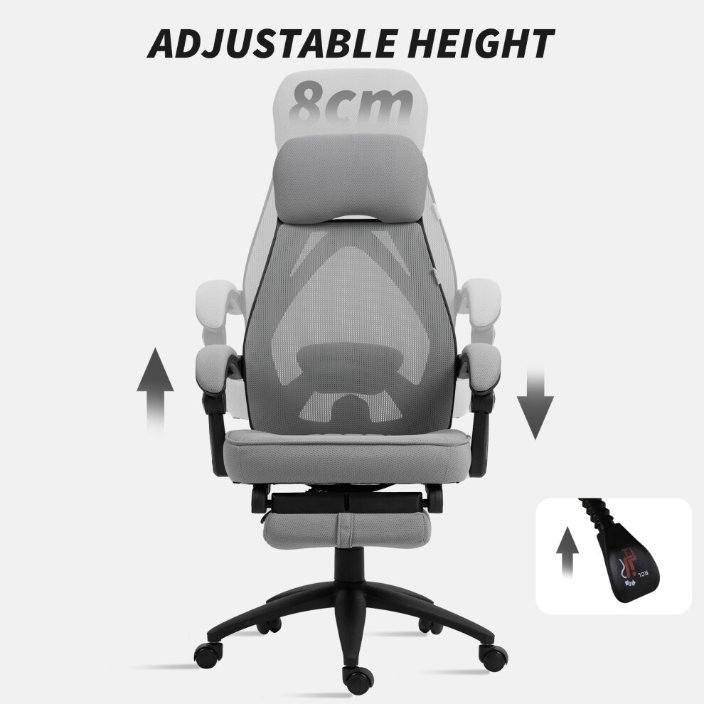 Portland Dark Grey Mesh Swivel Office Chair with Footrest - image 2