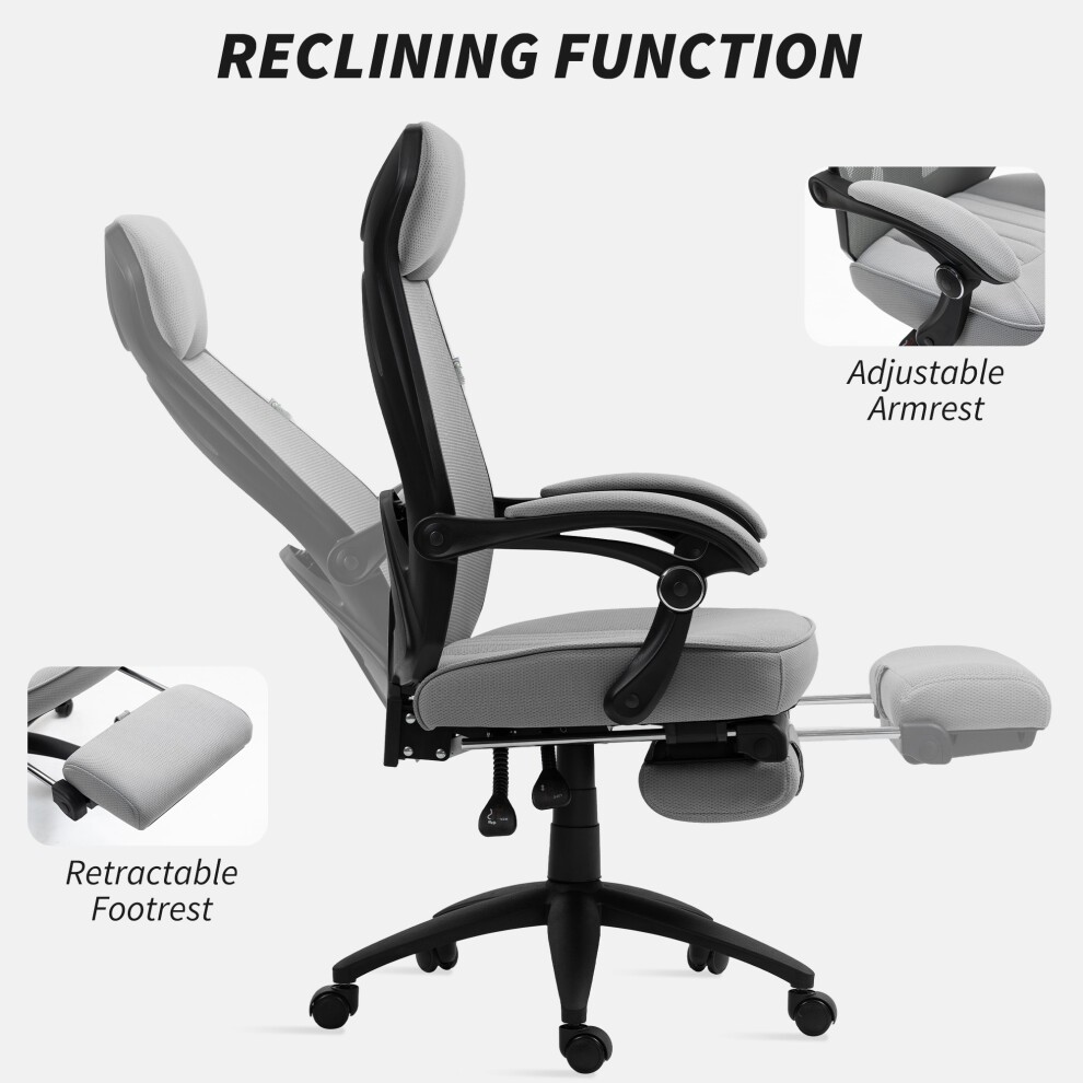 Portland Dark Grey Mesh Swivel Office Chair with Footrest - image 3