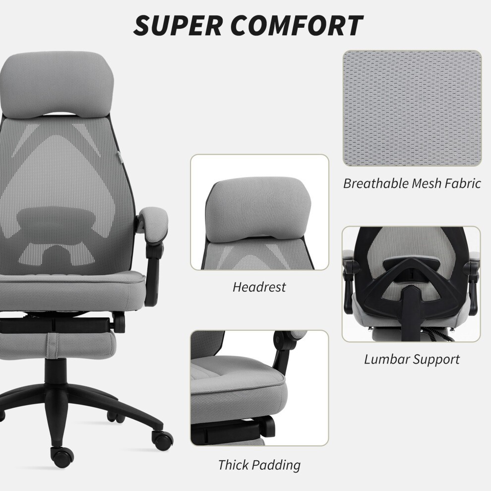 Portland Dark Grey Mesh Swivel Office Chair with Footrest - image 4