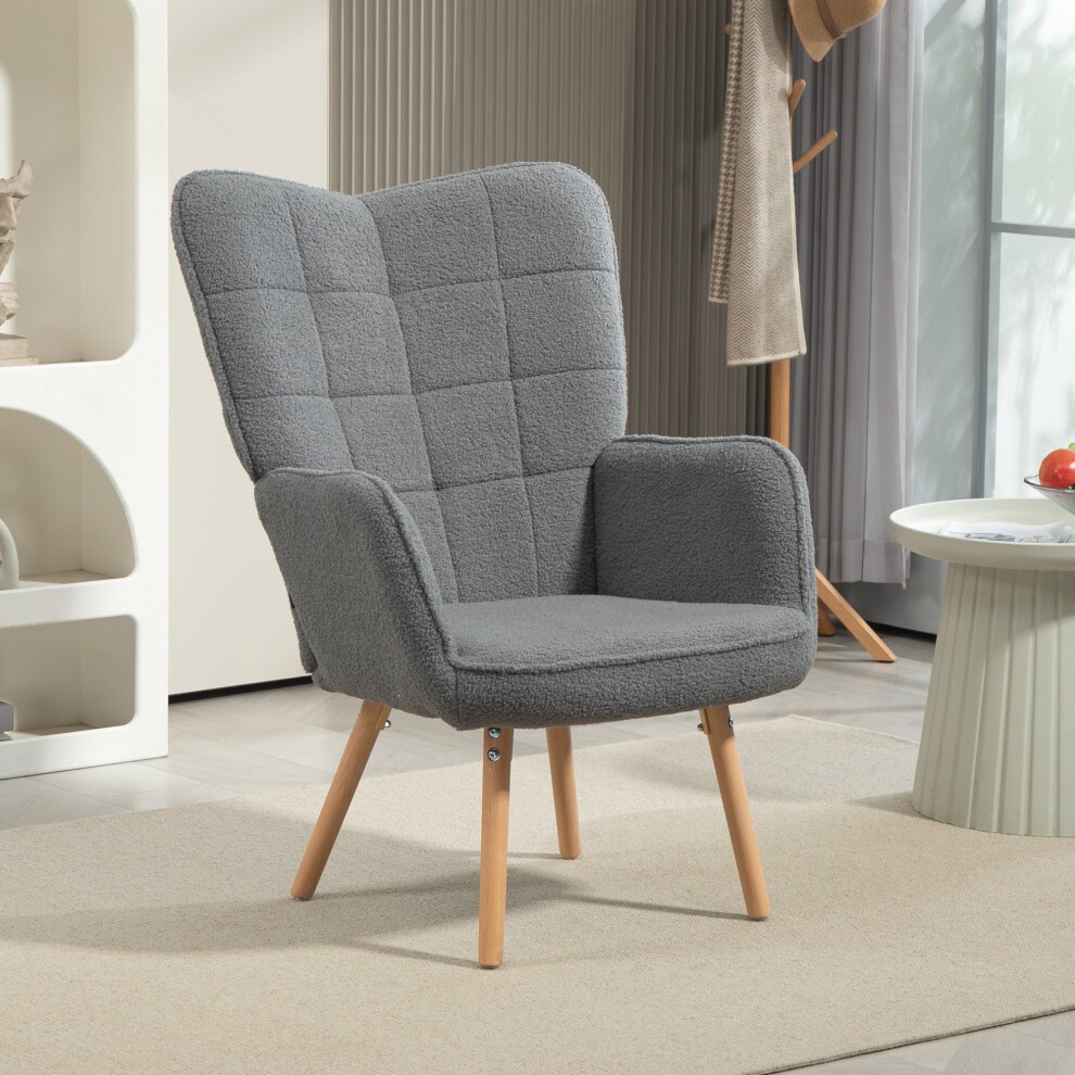 Portland Dark Grey Upholstered Tufted Wingback Armchair with Seat Padding - image 2