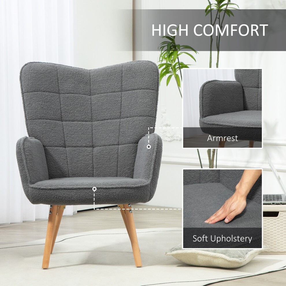 Portland Dark Grey Upholstered Tufted Wingback Armchair with Seat Padding - image 3