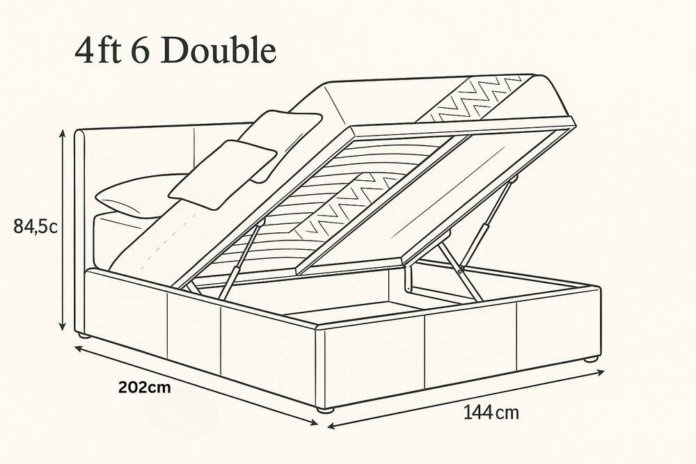 Portland Double Black Leather Ottoman Bed - image 5