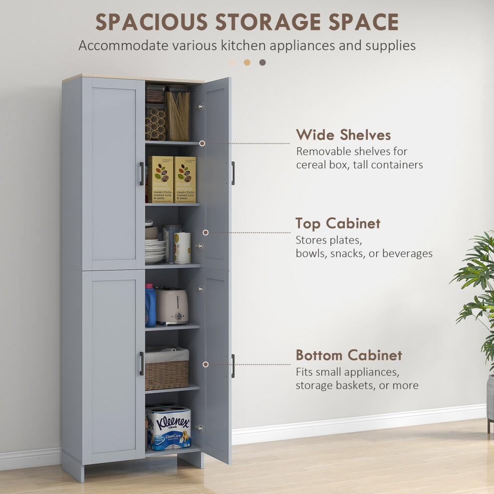 Portland Grey 4 Door Freestanding Kitchen Storage Cabinet - image 2