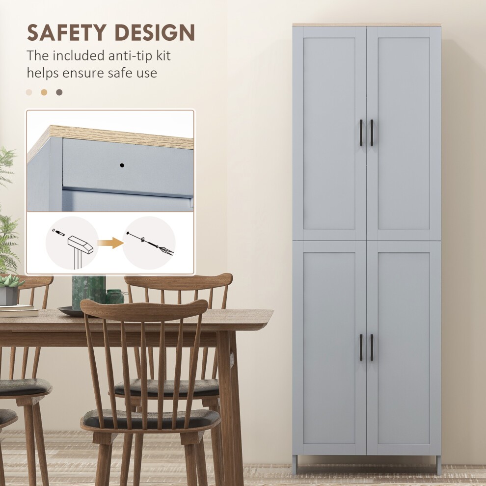 Portland Grey 4 Door Freestanding Kitchen Storage Cabinet - image 4