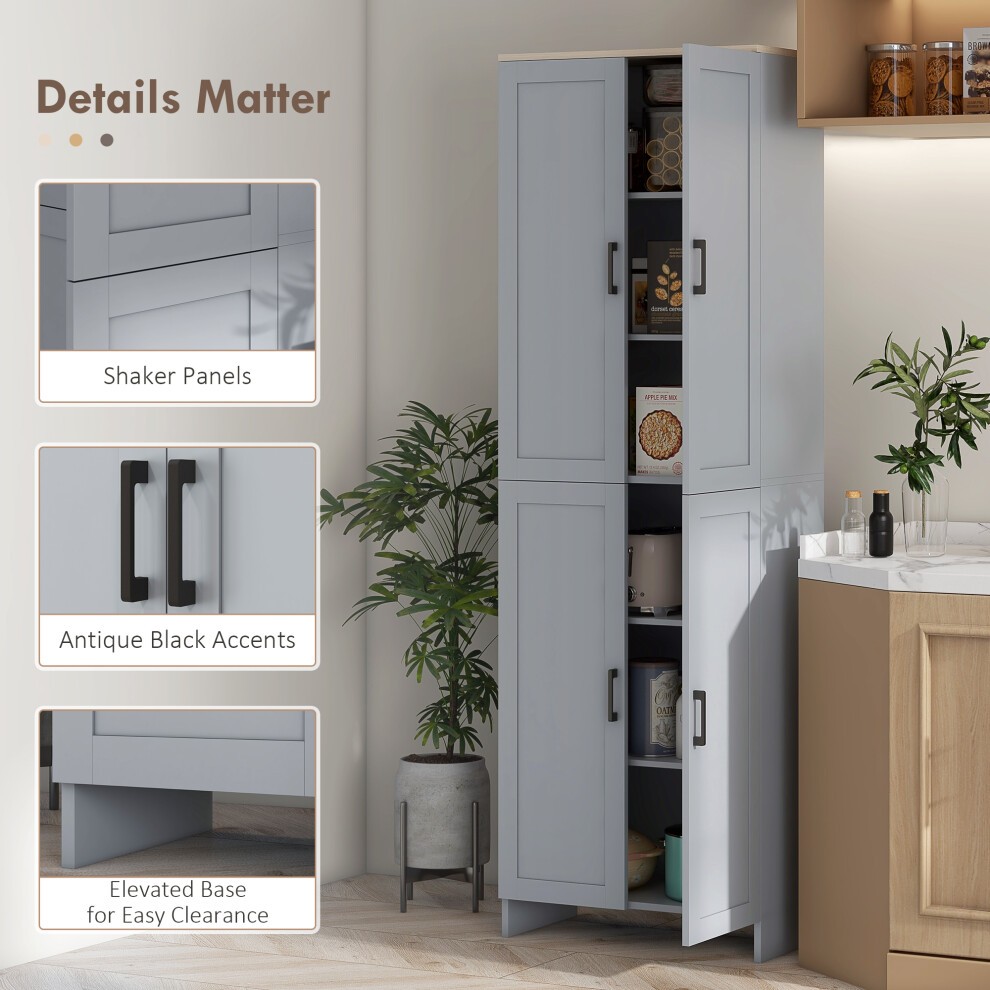 Portland Grey 4 Door Freestanding Kitchen Storage Cabinet - image 5