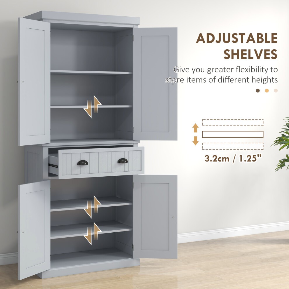 Portland Grey 4 Door Single Drawer Freestanding Kitchen Storage Cabinet - image 4