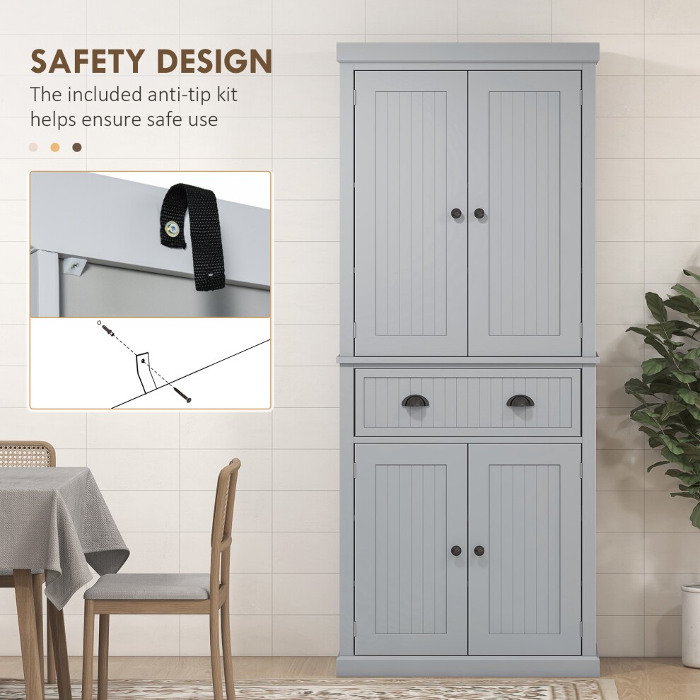 Portland Grey 4 Door Single Drawer Freestanding Kitchen Storage Cabinet - image 5
