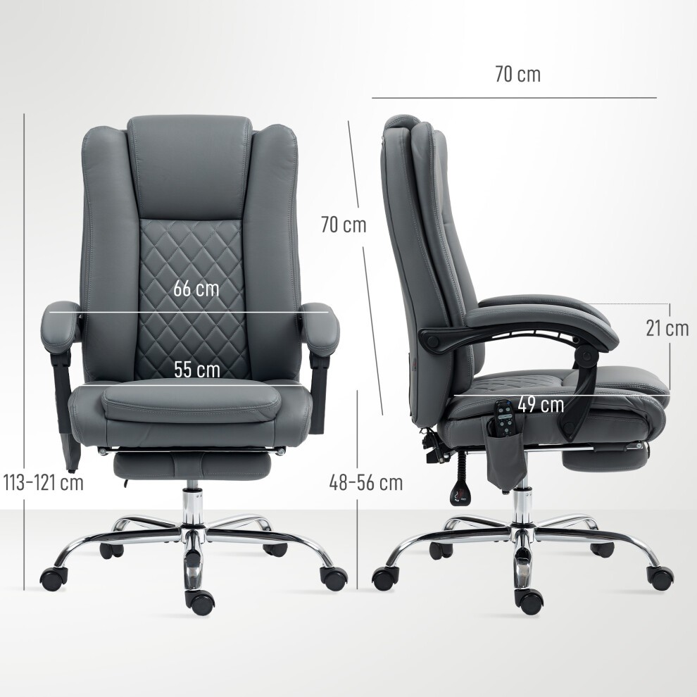 Portland Grey PU Leather Reclining Massage Office Chair - image 2