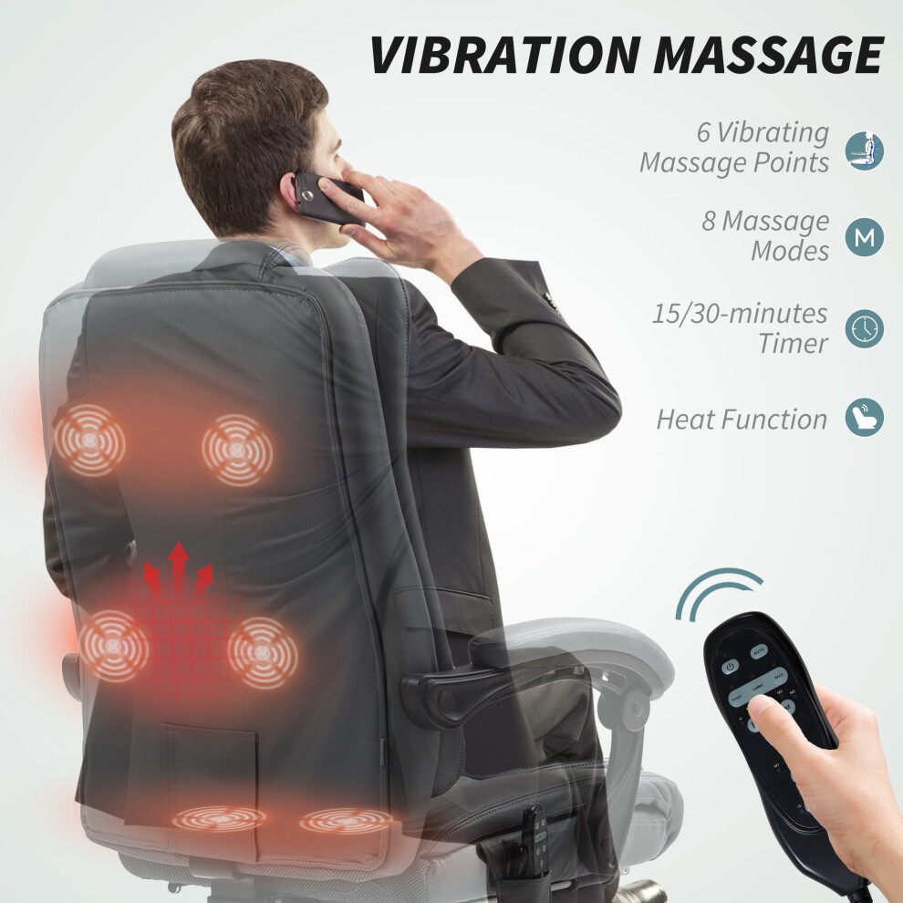 Portland Grey PU Leather Reclining Massage Office Chair - image 3