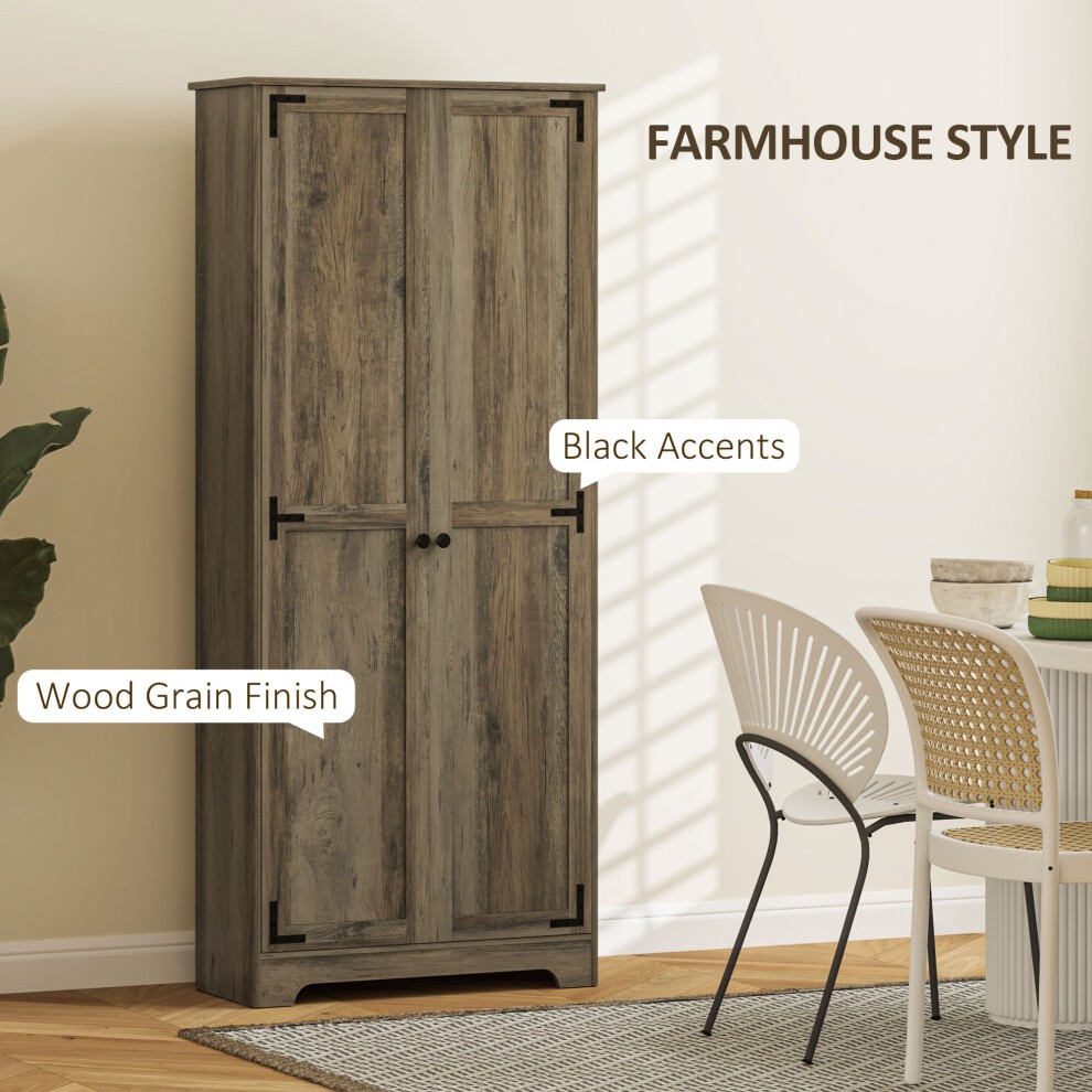 Portland Grey Wood Effect 2 Door Farmhouse Freestanding Kitchen Storage Cabinet - image 3