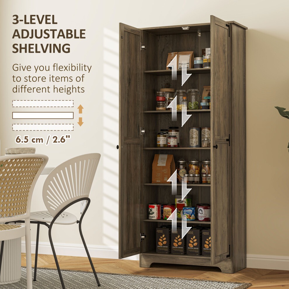 Portland Grey Wood Effect 2 Door Farmhouse Freestanding Kitchen Storage Cabinet - image 5