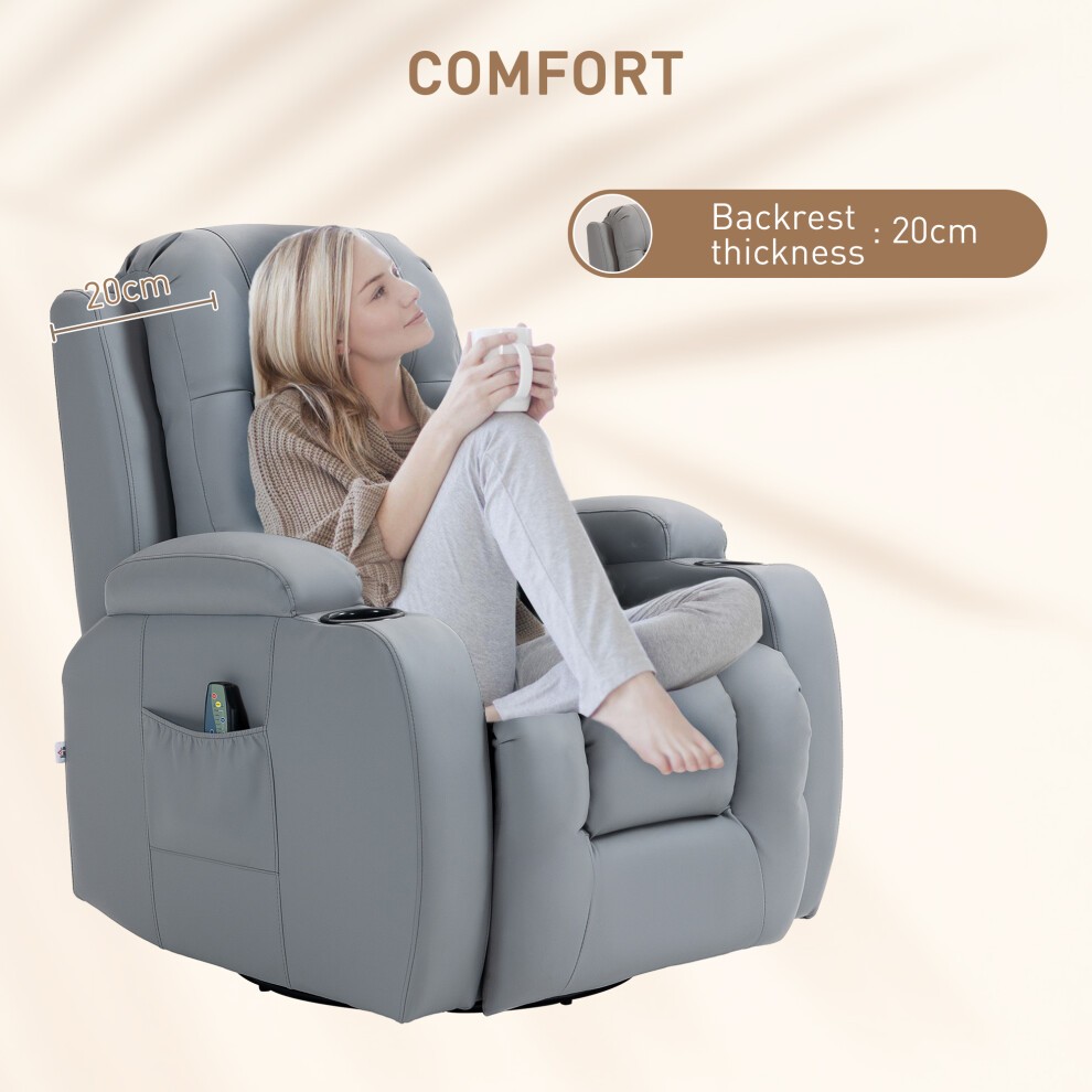 Portland Light Grey 8 Point Vibration and Heat Manual Recliner Armchair - image 5