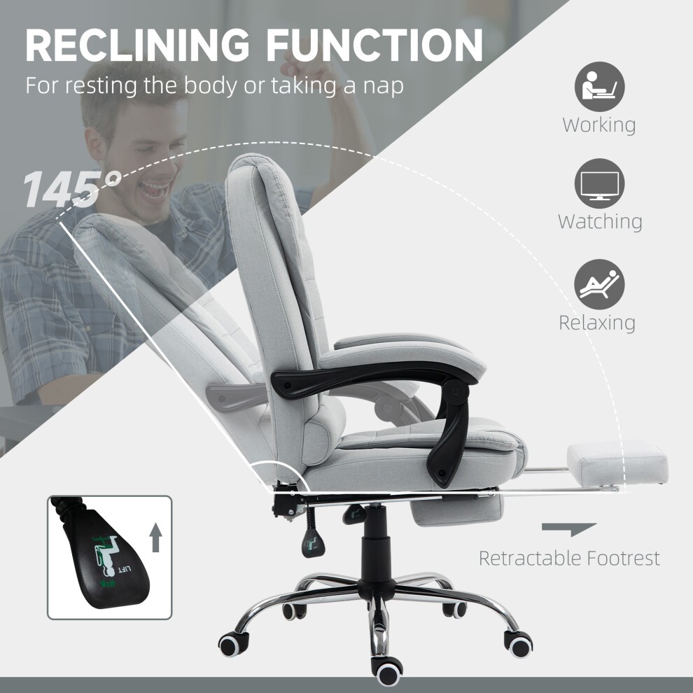 Portland Light Grey Executive Office Chair Swivel Chair with Footrest - image 3