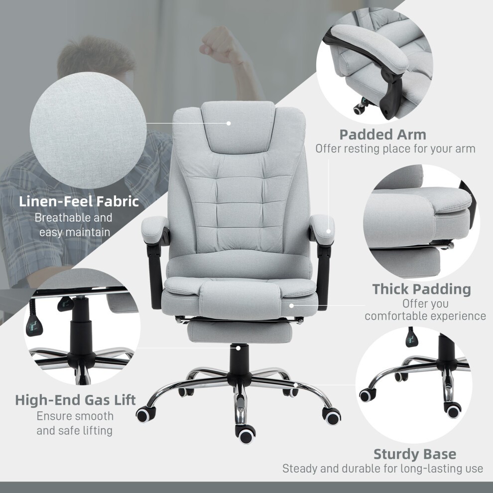 Portland Light Grey Executive Office Chair Swivel Chair with Footrest - image 5