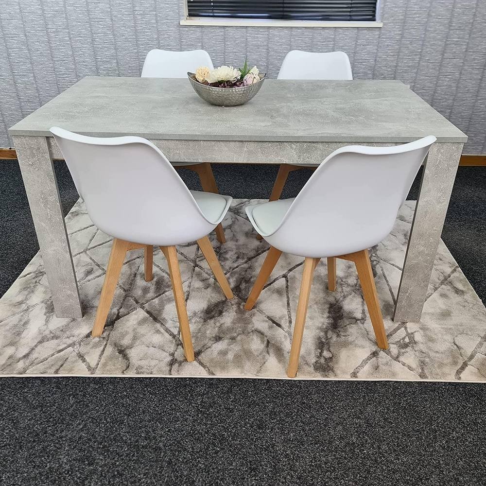 Portland Plastic Leather 4 Seater Dining Set Stone Grey and White - image 2