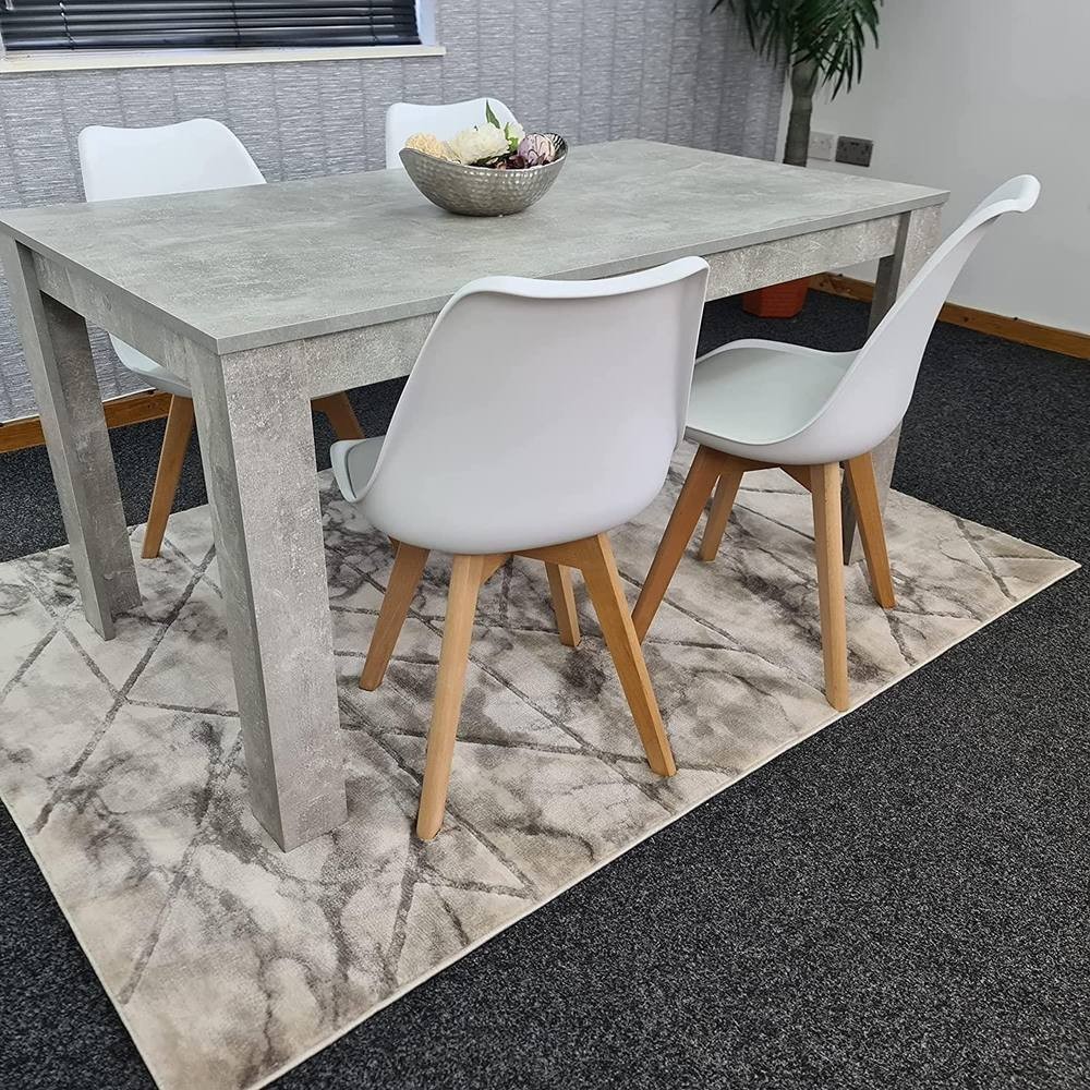 Portland Plastic Leather 4 Seater Dining Set Stone Grey and White - image 3