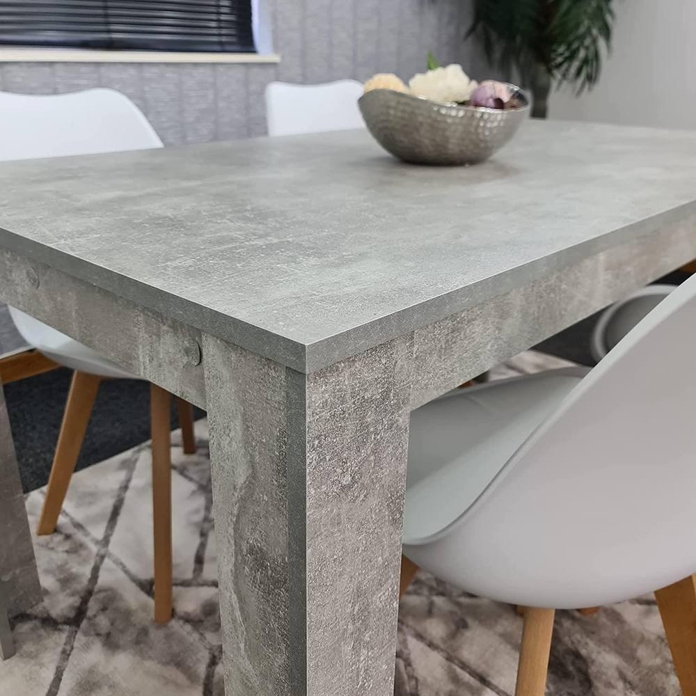 Portland Plastic Leather 4 Seater Dining Set Stone Grey and White - image 4